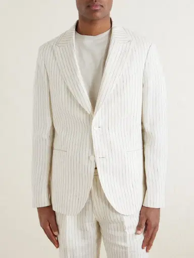 MR P. Pinstriped Linen Suit Jacket - Men | Thumbnail 3 MR P. Pinstriped Linen Suit Jacket - Men | Thumbnail 3