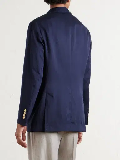Brunello Cucinelli Double-Breasted Silk and Linen-Blend Blazer - Men | Thumbnail 4 Brunello Cucinelli Double-Breasted Silk and Linen-Blend Blazer - Men | Thumbnail 4
