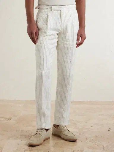 MR P. Tapered Pleated Pinstriped Linen Suit Trousers - Men | Thumbnail 3 MR P. Tapered Pleated Pinstriped Linen Suit Trousers - Men | Thumbnail 3