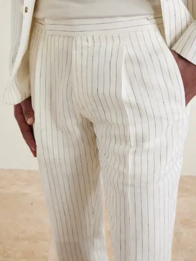 MR P. Tapered Pleated Pinstriped Linen Suit Trousers - Men | Thumbnail 5 MR P. Tapered Pleated Pinstriped Linen Suit Trousers - Men | Thumbnail 5