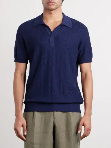 MR P. Silk and Cotton-Blend Knitted Polo Shirt - Men | Thumbnail 3 MR P. Silk and Cotton-Blend Knitted Polo Shirt - Men | Thumbnail 3