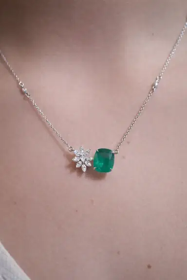 Wish Fine Jewelry 4.97ct Diamond Emerald 18K Gold Toi et Moi Necklace | Thumbnail 2 Wish Fine Jewelry 4.97ct Diamond Emerald 18K Gold Toi et Moi Necklace | Thumbnail 2