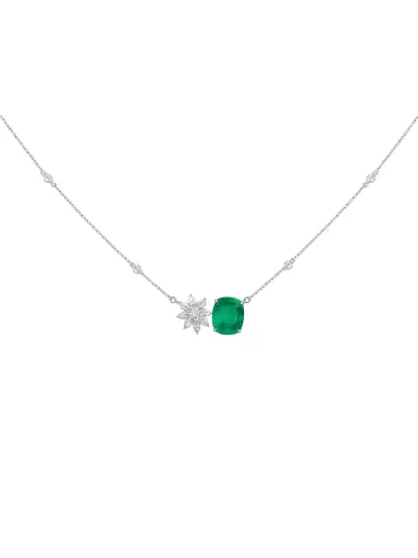 Wish Fine Jewelry 4.97ct Diamond Emerald 18K Gold Toi et Moi Necklace | Thumbnail 1 Wish Fine Jewelry 4.97ct Diamond Emerald 18K Gold Toi et Moi Necklace | Thumbnail 1