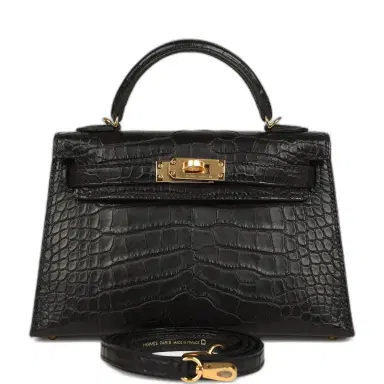 HERMÈS Hermes Kelly Sellier 20 Black Matte Alligator Gold Hardware | Thumbnail 1 HERMÈS Hermes Kelly Sellier 20 Black Matte Alligator Gold Hardware | Thumbnail 1
