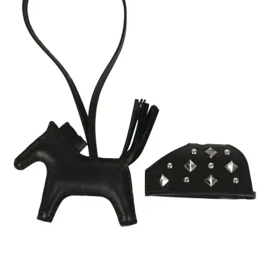 HERMÈS Hermes Rodeo Rock Bag Charm PM Black Milo Lambskin Palladium Hardware | Thumbnail 3 HERMÈS Hermes Rodeo Rock Bag Charm PM Black Milo Lambskin Palladium Hardware | Thumbnail 3