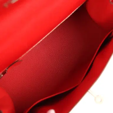 HERMÈS Hermes Special Order (HSS) Kelly Sellier 28 Rouge De Coeur Chevre Mysore Brushed Palladium Hardware | Thumbnail 8 HERMÈS Hermes Special Order (HSS) Kelly Sellier 28 Rouge De Coeur Chevre Mysore Brushed Palladium Hardware | Thumbnail 8
