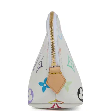 Louis Vuitton Louis Vuitton X Takashi Murakami Cosmetic Pouch PM White Multicolored Monogram Gold Hardware | Thumbnail 3 Louis Vuitton Louis Vuitton X Takashi Murakami Cosmetic Pouch PM White Multicolored Monogram Gold Hardware | Thumbnail 3