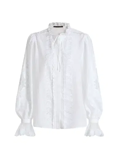 Kobi Halperin Women's Lacey Embroidered Cotton-Silk Blouse - White - Size XL | Thumbnail 1 Kobi Halperin Women's Lacey Embroidered Cotton-Silk Blouse - White - Size XL | Thumbnail 1