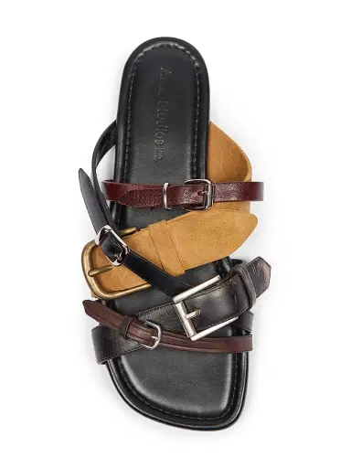 Acne Studios Men's Beltie Layered Buckle Sandals - Multi Brown | Thumbnail 4 Acne Studios Men's Beltie Layered Buckle Sandals - Multi Brown | Thumbnail 4