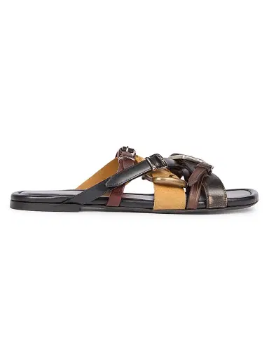 Acne Studios Men's Beltie Layered Buckle Sandals - Multi Brown | Thumbnail 1 Acne Studios Men's Beltie Layered Buckle Sandals - Multi Brown | Thumbnail 1