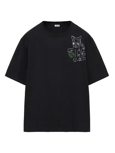 LOEWE Men's x Louis Wain Loose-Fit T-Shirt - Black | Thumbnail 1 LOEWE Men's x Louis Wain Loose-Fit T-Shirt - Black | Thumbnail 1
