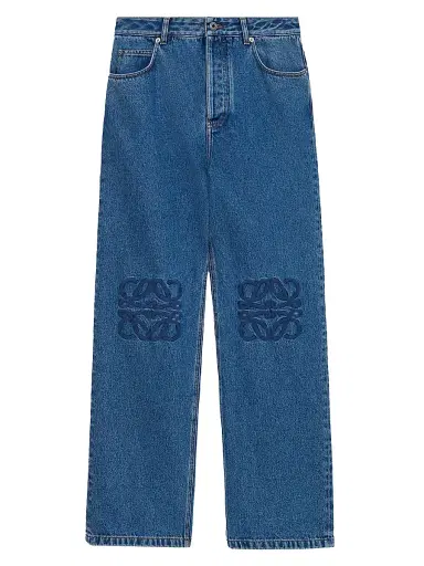 Loewe Men's Anagram-Embroidered Baggy Jeans - Jeans Blue - Size 34 | Thumbnail 1 Loewe Men's Anagram-Embroidered Baggy Jeans - Jeans Blue - Size 34 | Thumbnail 1
