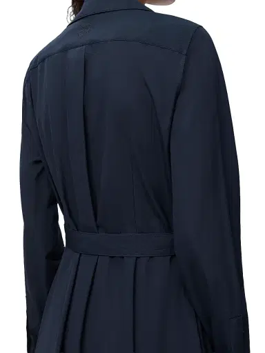 LOEWE Women's Draped Wrap Cotton-Blend Midi-Dress - Navy Blue | Thumbnail 4 LOEWE Women's Draped Wrap Cotton-Blend Midi-Dress - Navy Blue | Thumbnail 4