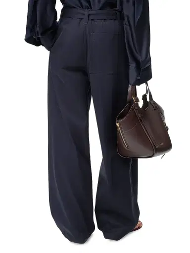 LOEWE Women's ?Belted Pleated Wide-Leg Trousers - Dark Navy | Thumbnail 4 LOEWE Women's ?Belted Pleated Wide-Leg Trousers - Dark Navy | Thumbnail 4