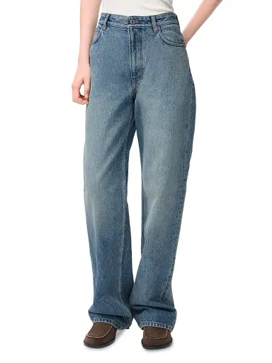 LOEWE Women's ?Anagram Wide-Leg Jeans - Washed Denim | Thumbnail 3 LOEWE Women's ?Anagram Wide-Leg Jeans - Washed Denim | Thumbnail 3