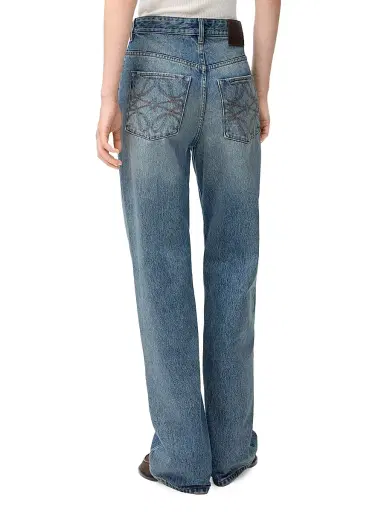 LOEWE Women's ?Anagram Wide-Leg Jeans - Washed Denim | Thumbnail 4 LOEWE Women's ?Anagram Wide-Leg Jeans - Washed Denim | Thumbnail 4