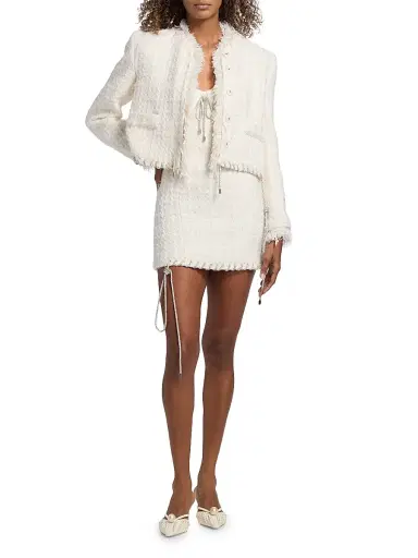 AREA Women's Tweed Lady Minidress - Cream White | Thumbnail 2 AREA Women's Tweed Lady Minidress - Cream White | Thumbnail 2