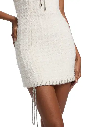 AREA Women's Tweed Lady Minidress - Cream White | Thumbnail 6 AREA Women's Tweed Lady Minidress - Cream White | Thumbnail 6