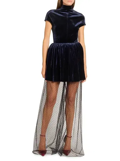 Alaïa Women's Layered Velvet Minidress - Minuit - Size 10 | Thumbnail 3 Alaïa Women's Layered Velvet Minidress - Minuit - Size 10 | Thumbnail 3
