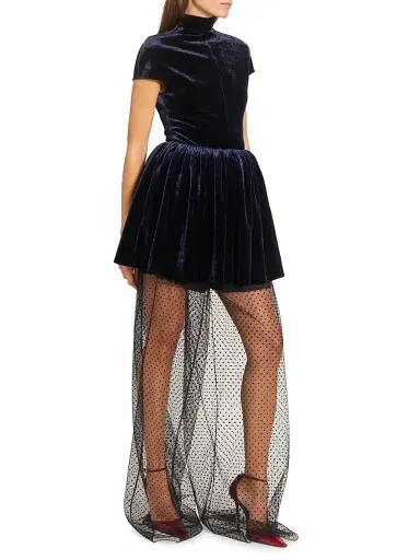 Alaïa Women's Layered Velvet Minidress - Minuit - Size 10 | Thumbnail 4 Alaïa Women's Layered Velvet Minidress - Minuit - Size 10 | Thumbnail 4