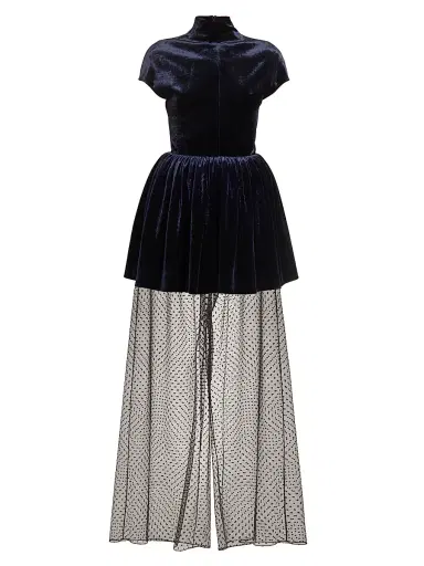 Alaïa Women's Layered Velvet Minidress - Minuit - Size 10 | Thumbnail 1 Alaïa Women's Layered Velvet Minidress - Minuit - Size 10 | Thumbnail 1