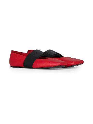 Givenchy Women's Sliced Square Ballerinas in Wrinkled Leather - Vermillon | Thumbnail 2 Givenchy Women's Sliced Square Ballerinas in Wrinkled Leather - Vermillon | Thumbnail 2