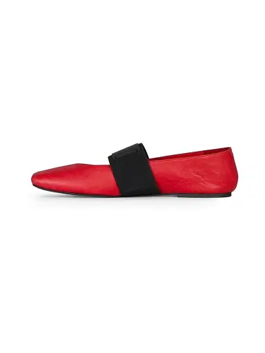 Givenchy Women's Sliced Square Ballerinas in Wrinkled Leather - Vermillon | Thumbnail 3 Givenchy Women's Sliced Square Ballerinas in Wrinkled Leather - Vermillon | Thumbnail 3