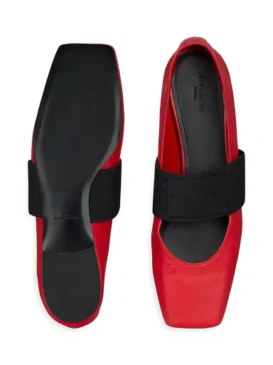 Givenchy Women's Sliced Square Ballerinas in Wrinkled Leather - Vermillon | Thumbnail 5 Givenchy Women's Sliced Square Ballerinas in Wrinkled Leather - Vermillon | Thumbnail 5