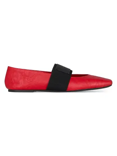 Givenchy Women's Sliced Square Ballerinas in Wrinkled Leather - Vermillon | Thumbnail 1 Givenchy Women's Sliced Square Ballerinas in Wrinkled Leather - Vermillon | Thumbnail 1