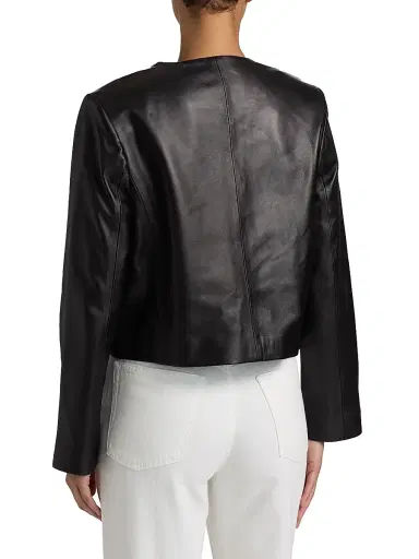 Loulou de Saison Women's Raho Leather Crop Jacket - Black - Size 0 | Thumbnail 5 Loulou de Saison Women's Raho Leather Crop Jacket - Black - Size 0 | Thumbnail 5