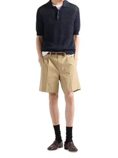 Prada Men's Linen and Cotton Polo Shirt | Thumbnail 6 Prada Men's Linen and Cotton Polo Shirt | Thumbnail 6