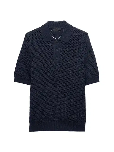 Prada Men's Linen and Cotton Polo Shirt | Thumbnail 1 Prada Men's Linen and Cotton Polo Shirt | Thumbnail 1