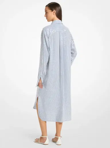 Michael Kors Collection Sequined Stripe Crepe De Chine Shirtdress | Thumbnail 5 Michael Kors Collection Sequined Stripe Crepe De Chine Shirtdress | Thumbnail 5