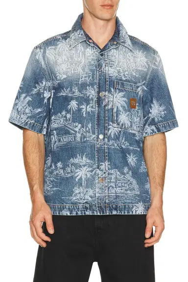 Amiri Chateau Palms Denim Shirt | Thumbnail 1 Amiri Chateau Palms Denim Shirt | Thumbnail 1
