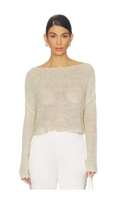 Enza Costa Linen Open Knit Bateau Sweater | Thumbnail 1 Enza Costa Linen Open Knit Bateau Sweater | Thumbnail 1