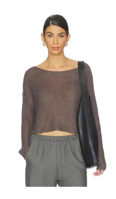 Enza Costa Linen Open Knit Bateau Sweater | Thumbnail 1 Enza Costa Linen Open Knit Bateau Sweater | Thumbnail 1