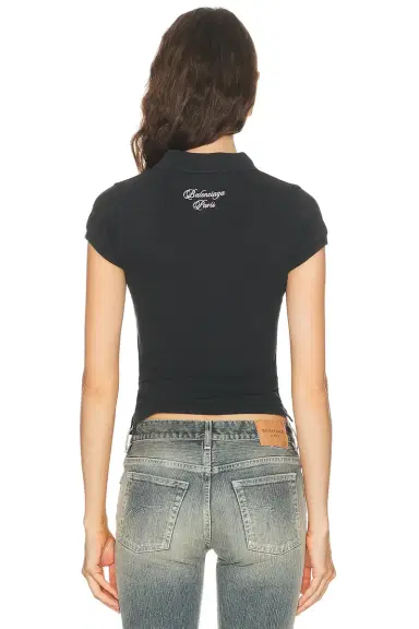 Balenciaga Cursive Pique Polo Top | Thumbnail 3 Balenciaga Cursive Pique Polo Top | Thumbnail 3