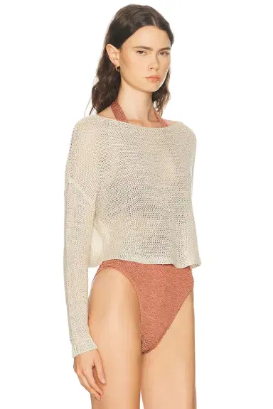 Enza Costa Linen Open Knit Bateau Sweater | Thumbnail 2 Enza Costa Linen Open Knit Bateau Sweater | Thumbnail 2