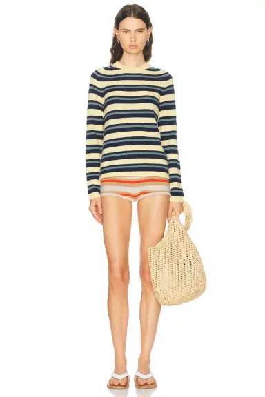 The Elder Statesman Laurel Stripe Crew Sweater | Thumbnail 4 The Elder Statesman Laurel Stripe Crew Sweater | Thumbnail 4