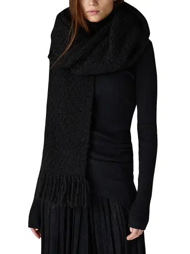 Loro Piana Women's Maidar Cashmere-Blend Scarf - Black | Thumbnail 3 Loro Piana Women's Maidar Cashmere-Blend Scarf - Black | Thumbnail 3