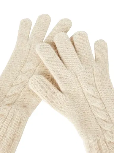 Loro Piana Women's Guanto Napier Cashmere Gloves - Creamy Melange | Thumbnail 3 Loro Piana Women's Guanto Napier Cashmere Gloves - Creamy Melange | Thumbnail 3