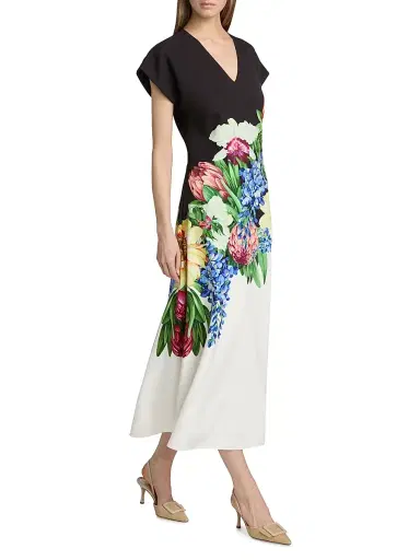 Elie Tahari Women's The Iris Spring Meadow Floral Midi-Dress - Spring Meadow | Thumbnail 2 Elie Tahari Women's The Iris Spring Meadow Floral Midi-Dress - Spring Meadow | Thumbnail 2