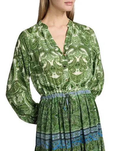 Elie Tahari Women's Jana Regent Paisley Tiered Midi-Dress | Thumbnail 6 Elie Tahari Women's Jana Regent Paisley Tiered Midi-Dress | Thumbnail 6