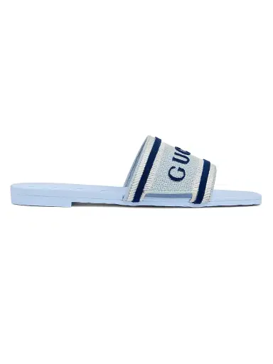 Gucci Women's Luna Logo Cotton Canvas Sandals - Sky Blue - Size 11 | Thumbnail 1 Gucci Women's Luna Logo Cotton Canvas Sandals - Sky Blue - Size 11 | Thumbnail 1
