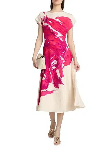Teri Jon by Rickie Freeman Women's Crinkled Printed Dress | Thumbnail 3 Teri Jon by Rickie Freeman Women's Crinkled Printed Dress | Thumbnail 3