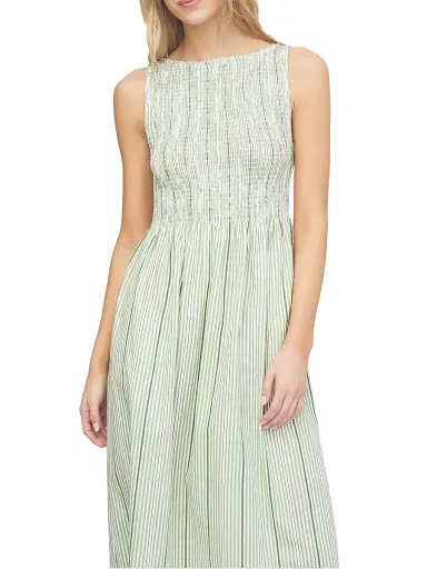 Hill House Home Women's The Cosima Nap Dress - Green Jacquard Stripe | Thumbnail 5 Hill House Home Women's The Cosima Nap Dress - Green Jacquard Stripe | Thumbnail 5