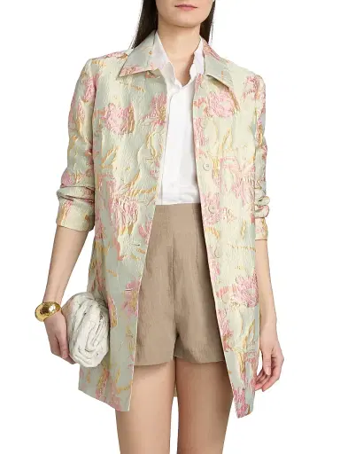 STAUD Women's Halton Floral Brocade Jacket - Botanica Aloe | Thumbnail 3 STAUD Women's Halton Floral Brocade Jacket - Botanica Aloe | Thumbnail 3