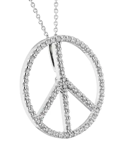 Roberto Coin Women's Tiny Treasures 18K White Gold & 0.18 TCW Diamond Peace Sign Pendant Necklace - White Gold | Thumbnail 5 Roberto Coin Women's Tiny Treasures 18K White Gold & 0.18 TCW Diamond Peace Sign Pendant Necklace - White Gold | Thumbnail 5