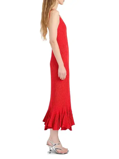 Proenza Schouler Women's Giuditta Ribbed Godet-Hem Midi-Dress - Red - Size XL | Thumbnail 3 Proenza Schouler Women's Giuditta Ribbed Godet-Hem Midi-Dress - Red - Size XL | Thumbnail 3