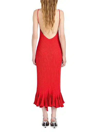 Proenza Schouler Women's Giuditta Ribbed Godet-Hem Midi-Dress - Red - Size XL | Thumbnail 4 Proenza Schouler Women's Giuditta Ribbed Godet-Hem Midi-Dress - Red - Size XL | Thumbnail 4